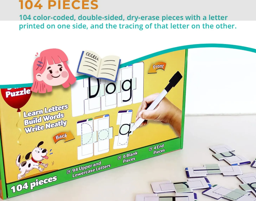 Word Builder Dry Erase Puzzle-3-in-1- Learn, Build, Write