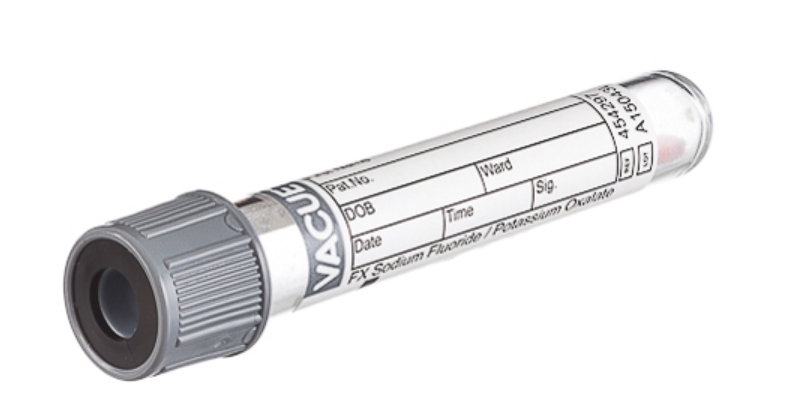 Greiner Bio-One 4mL Blood Tubes - FX Sodium Fluoride/Potassium Oxalate, Grey Cap-Black Ring