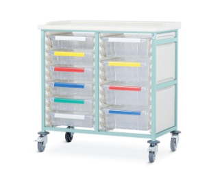Caretray Trolley-Mild Steel, Standard Level, Double Column with 6, 4 Trays 