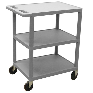 Plastic 3-Shelf Laboratory Cart, Black