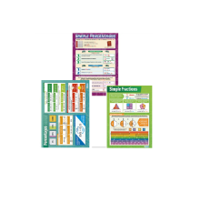 Fractions Decimals & Percentages Poster - Pack of 3 