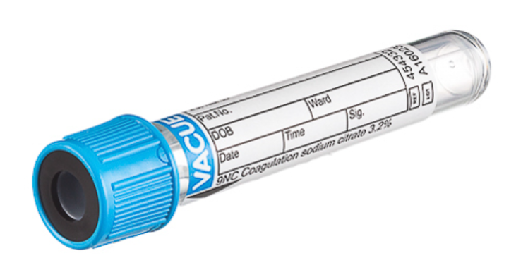 Greiner Bio-One 3.5mL Blood Tubes-Sodium Citrate 3.2% Light Blue Cap-Black Ring  