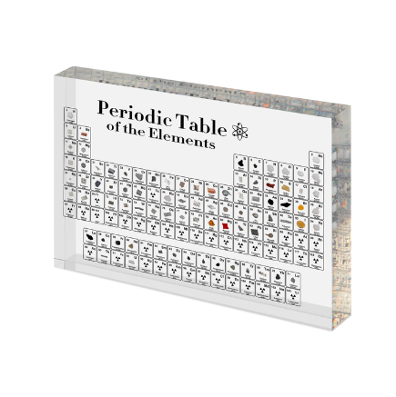Periodic Table with Real Elements Inside, Acrylic (8.3" x 5.5")