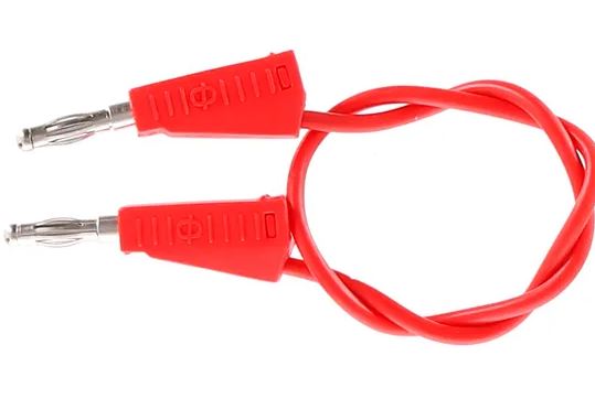 4mm Stackable Plug Leads with banana plug, Red - pack of 5