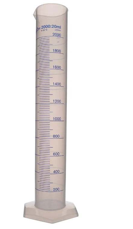 Azlon 2000mL Measuring Cylinder, Polypropylene, Ultra Clear - Tall Form
