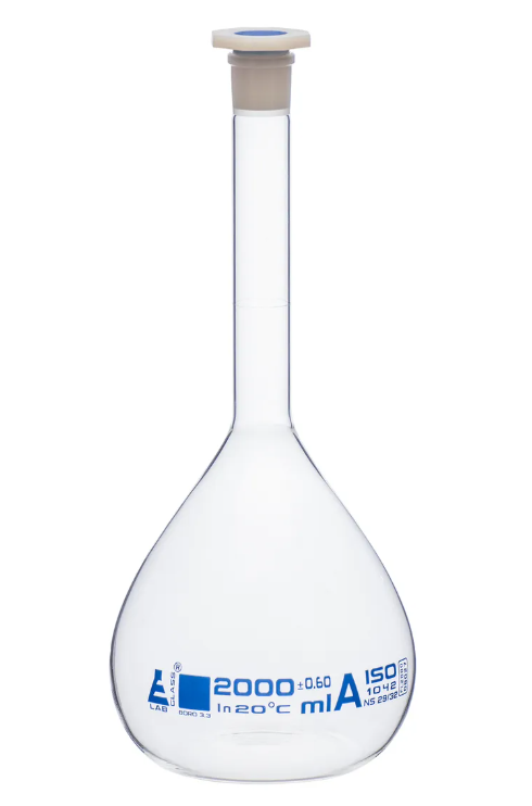 2000ml Stoppered Volumetric Flask - Class A