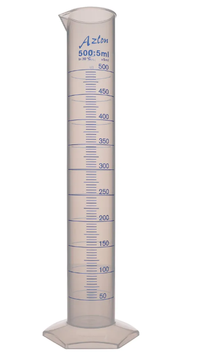 Azlon 50mL Measuring Cylinder, Polypropylene, Ultra Clear  - Tall Form