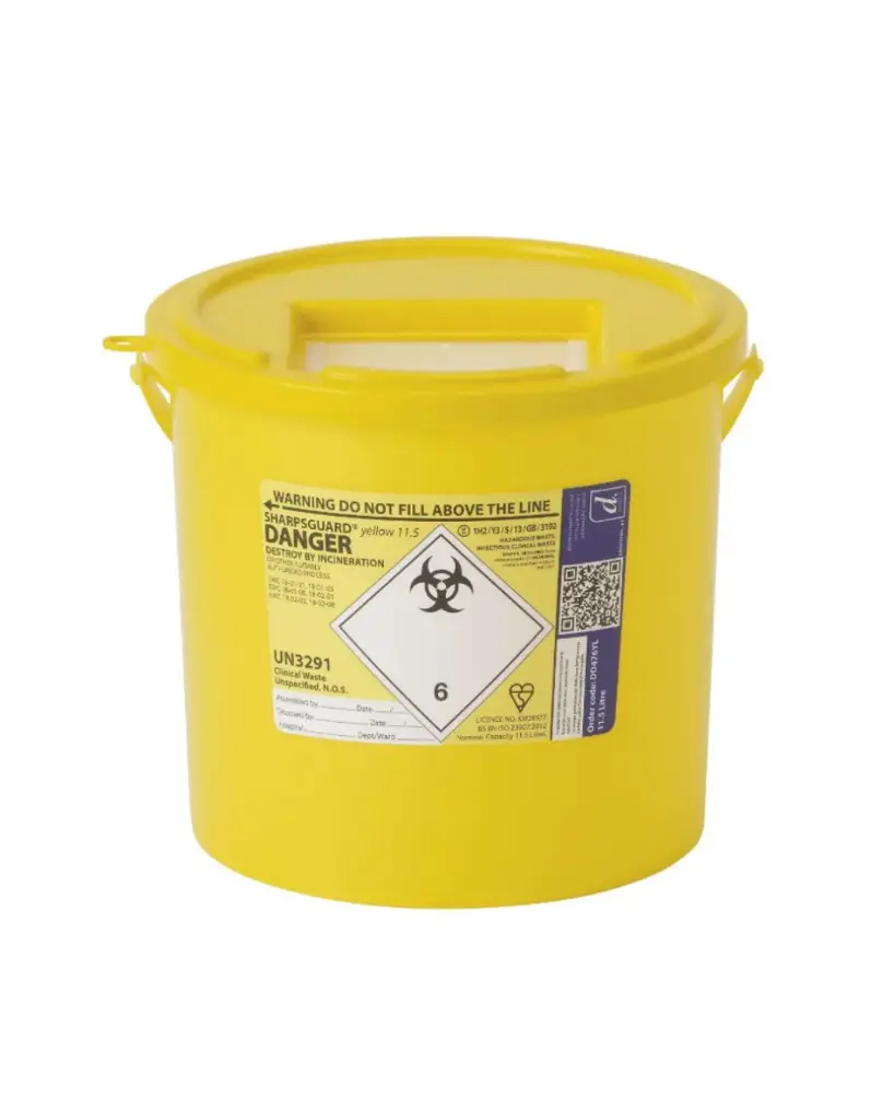 Sharps Container: 11.5L Sharps Disposal-Yellow