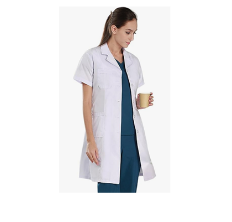 [CALBCL0007] Lab Coat for Women, Short Sleeved - White, Small