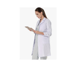 [CALBCL0010] Lab Coat,  Cuffed Long Sleeved, Pull on Closure, White, Women - Med