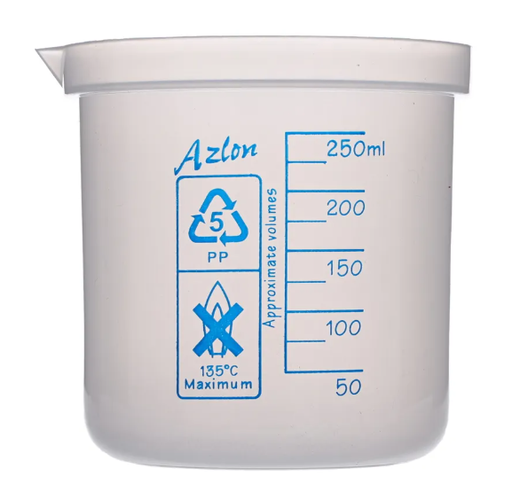 [CAHE1003228] AZLON 250mL Plastic Beaker, Graduated-10/Pack