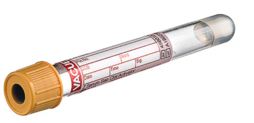 [CA456018] 5ml Blood Collection Tubes CAT Serum Separator Clot Activator, Gold Cap-Gold Ring (CLEARANCE)