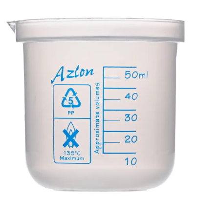 [CAHE1009280] AZLON 50mL Plastic Beaker, Graduated  - Pack of 10 
